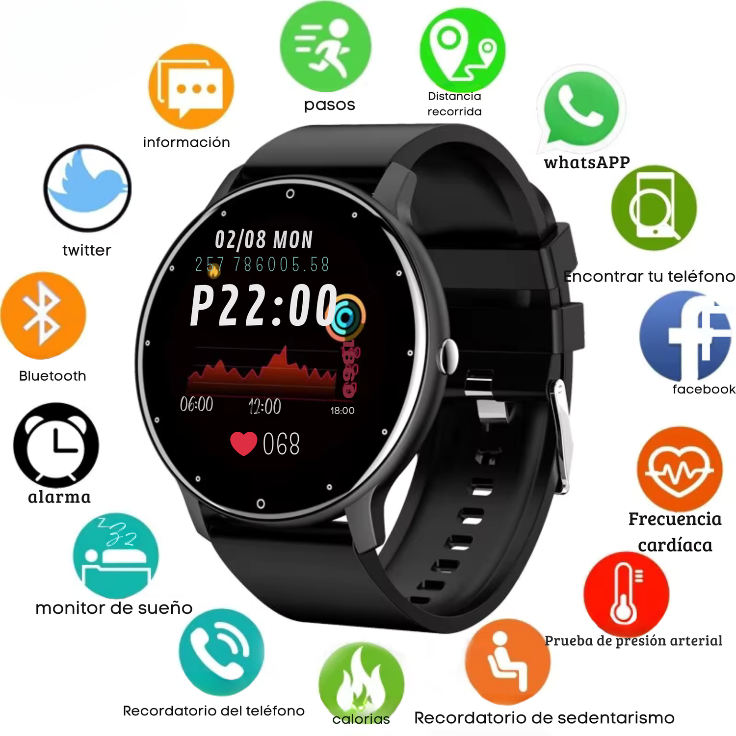 Reloj inteligente para hombres y mujeres, pantalla táctil completa, reloj deportivo y de fitness para hombre, impermeable IP67, Bluetooth para Android e iOS, reloj inteligente para hombres.